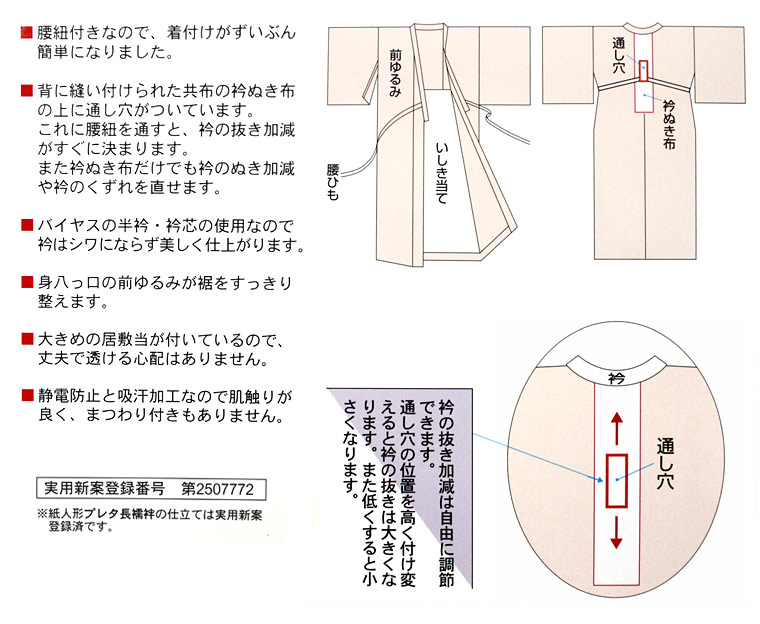 【新品】東レシルック 紙人形 長襦袢 よろけぼかし145～150cm KP-1